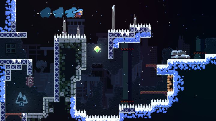 The player dashing above spikes